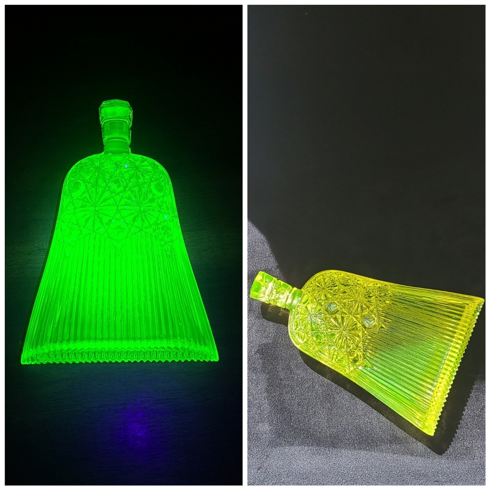 Uranium vaseline glass hand broom dish RARE